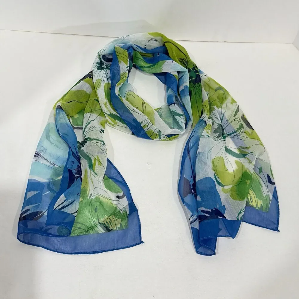 Women Vintage Floral Rectangle Scarf 56” x13”
